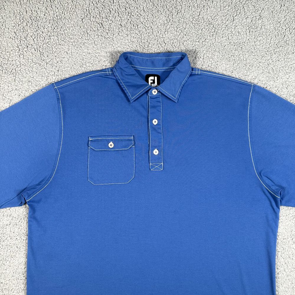 FootJoy FJ Polo Shirt Mens‎ Large Blue Golf Casual Preppy Pocket Short Sleeve - Picture 2 of 13